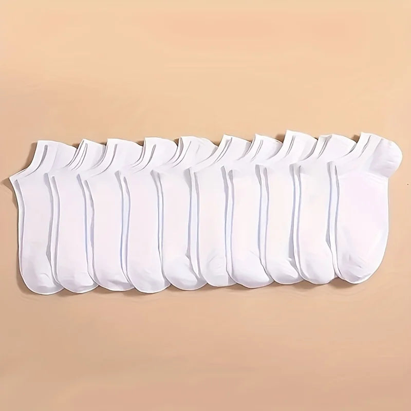 10/20/30/40/60 Pairs Of Unisex Solid Color Socks Comfy Breathable Soft Sweat Absorbent Socks For Daily And Outdoor Wearing